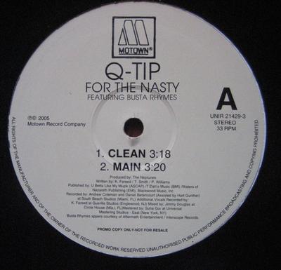 12-дюймовая пластинка QTIP BUSTA RHYMES For The Nasty UNIR214293 Motown 2005 Хип-хоп/РнБ из США Б/у