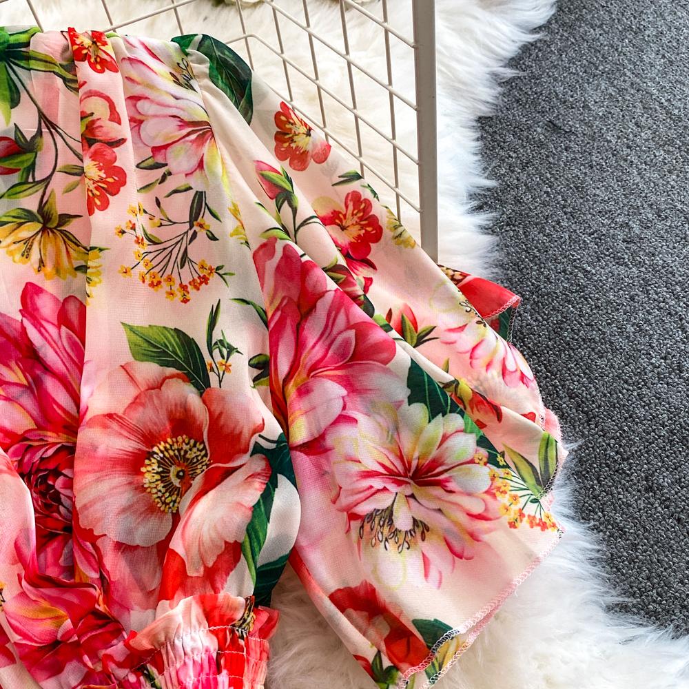 Милое шифоновое платье в стиле отпуска с V-образным вырезом и короткими рукавами, лето 2024, многоуровневые длинные платья с оборками по краям