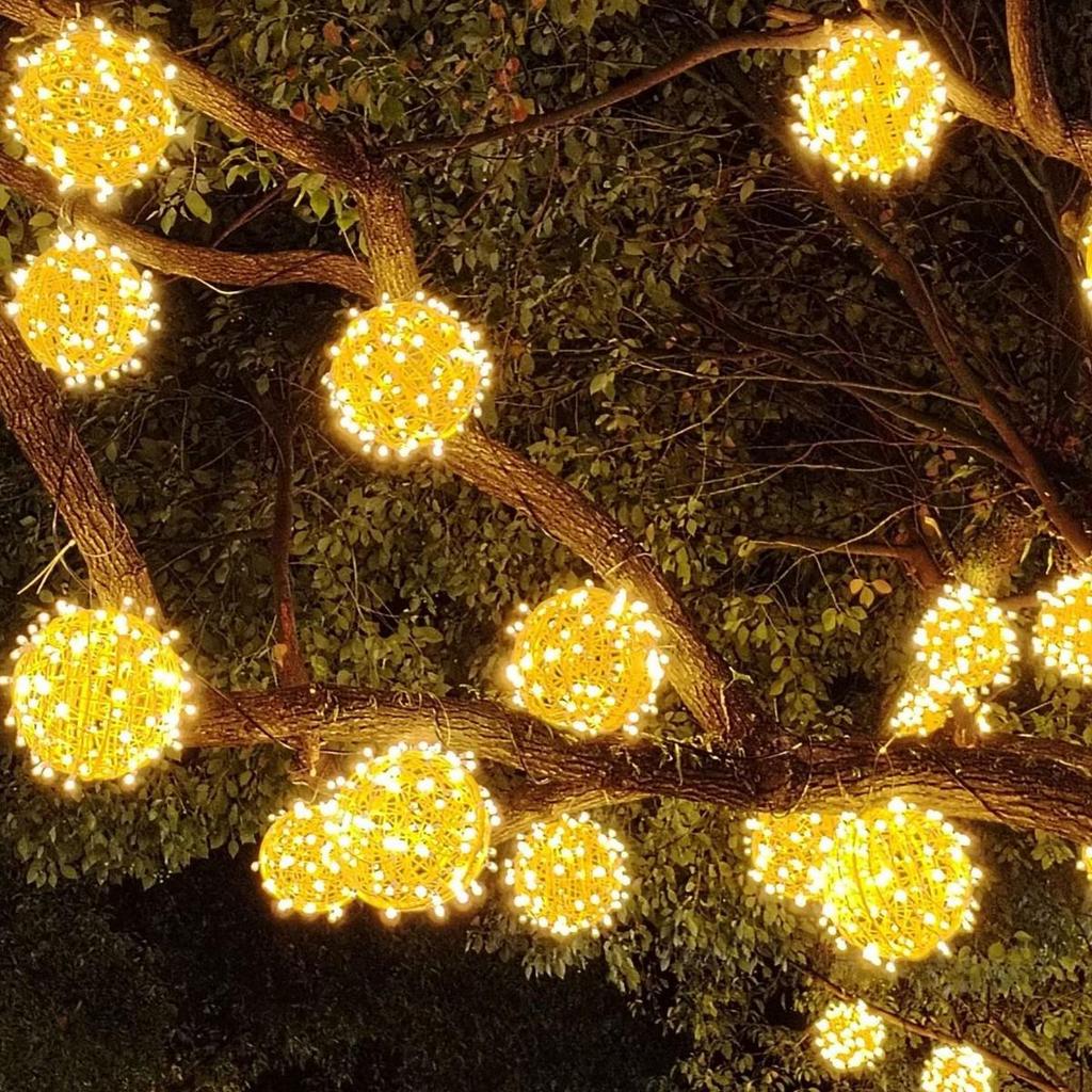 Водонепроницаемый уличный ротанговый шар-светильник: Украшение газона, дерева и ландшафта