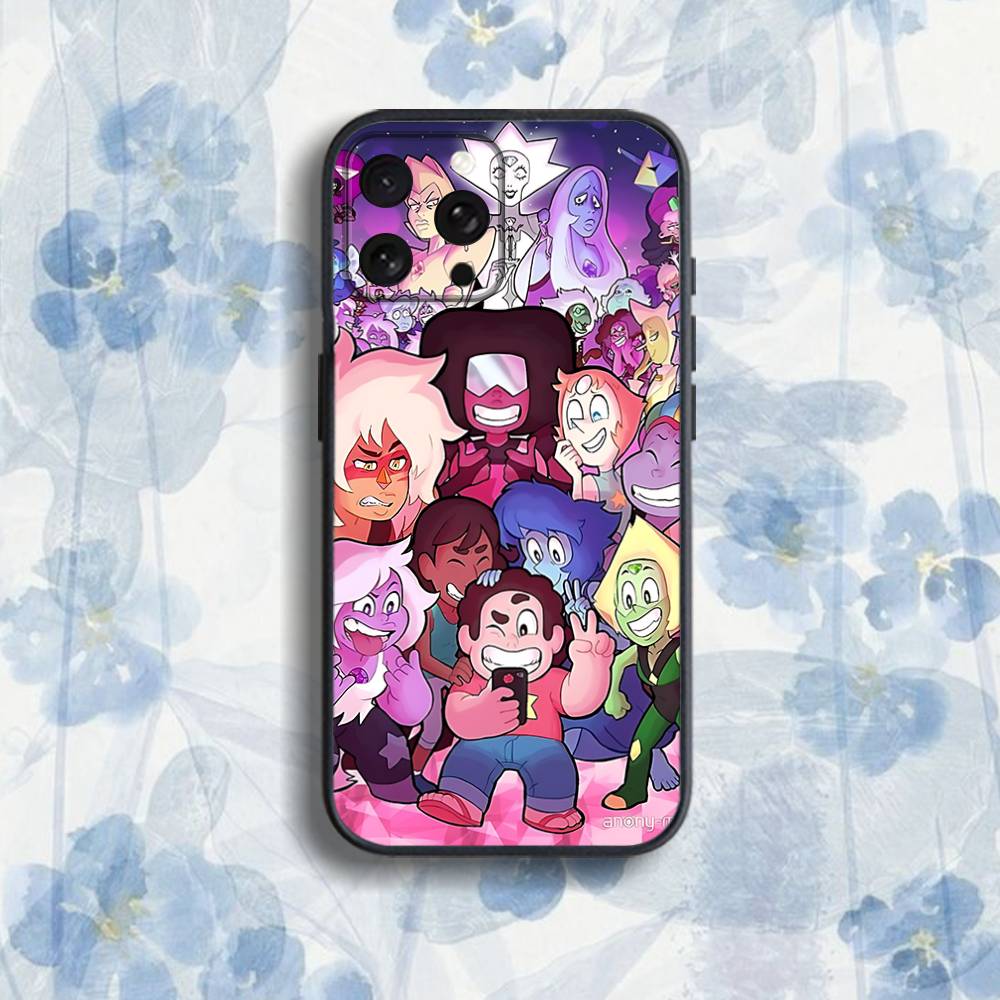 Горячий мультяшный чехол для телефона Steven Universe для iPhone 11, 12, 15, 16, 17, 13, 14, Pro, Max, Plus, E, Mini, Air, SE4 Черный Мягкий Короб