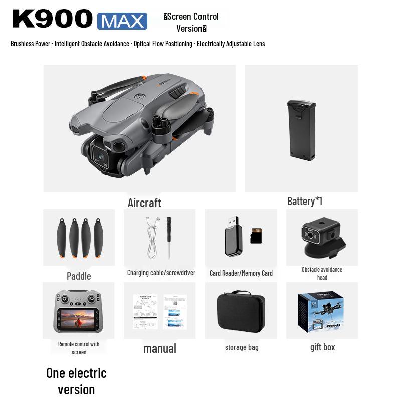 K900Max Foldable Drone with Screen, Airdrop, Brushless Motors, and Remote Controlled Aerial Photography Quadcopter
