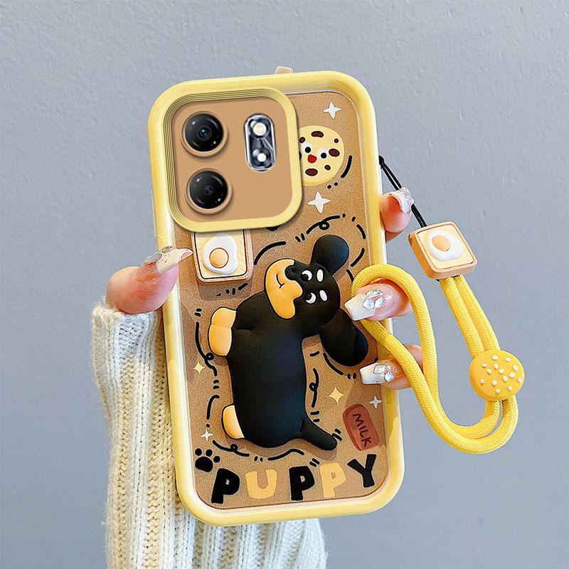 KEYSION Противоударный чехол для Infinix Smart 9 9 HD со шнурком Мягкий силиконовый милый 3D мультяшный чехол для телефона с куклой для Infinix Hot 50i