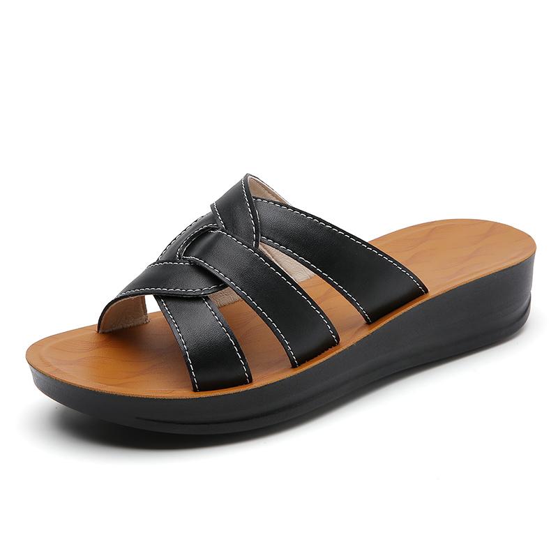 Большие летние женские нескользящие и износостойкие модные сандалии на толстой подошве, размеры 35–43, женские тапочки, обувь для мам