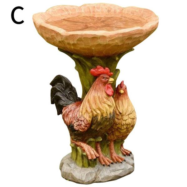 Resin Animal Raccoon Dog Rooster Owl Bird Bath Courtyard Balcony Resin Animal Statue Resin Antique Garden Bird Bath
