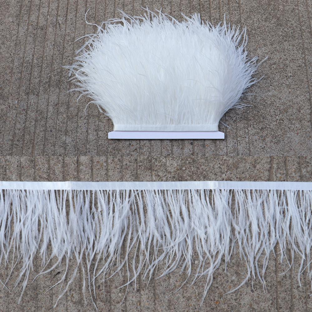 FeatherLight Blue Ostrich Feather Trim Ribbon Real Ostrich Feathers Fringe Trims for Party Clothing Sewing Decoration Plumes Diy Crafts
