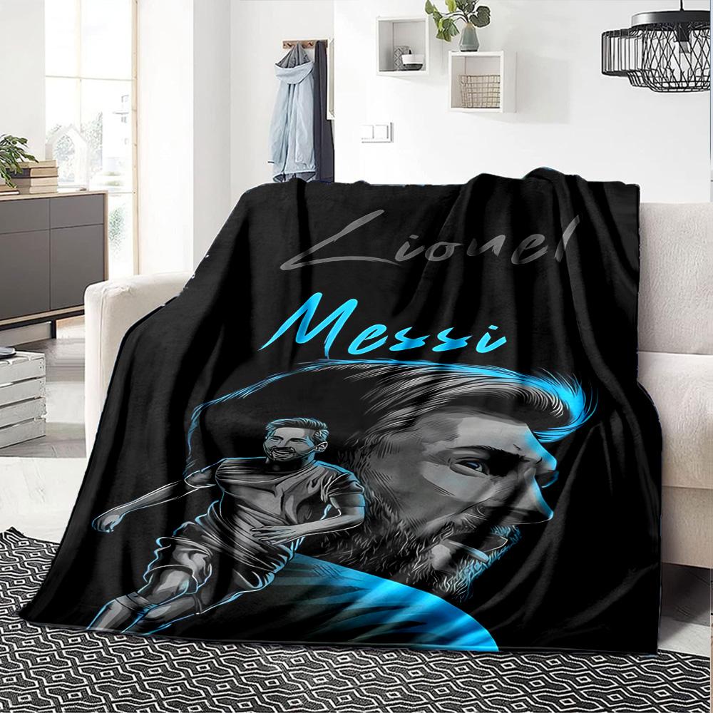 Messi's Golden Legacy Blanket Warmthful Decor Suitable for Bedding Couch Seaside Four Seasons Universal Modern Style