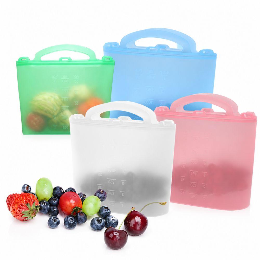 Leak-Proof Silicone Storage Bags Reusable Ziploc Bags BPA Free Food Storage Bags Kitchen Supplies