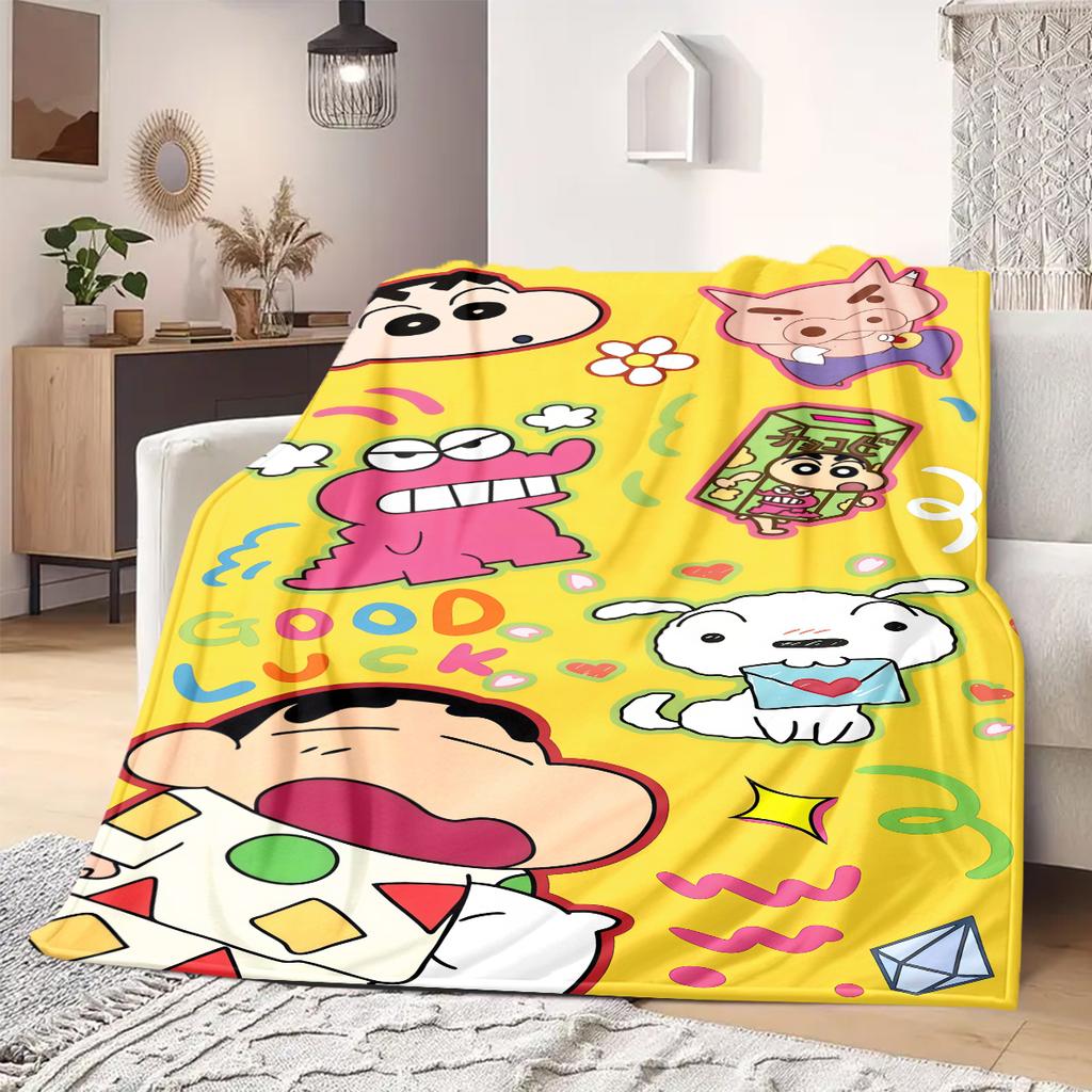 Shinchan Anime Print Blanket Warm  Comfortable Flannel Blanket Suitable for Bedrooms, Sofas, Beds, Chairs, Picnics, Travel