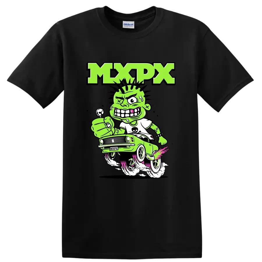 Футболка панк-рок группы MxPx Зеленая Мультяшная Графика Автомобиля Музыкальный Фан Смелая Гоночная Футболка