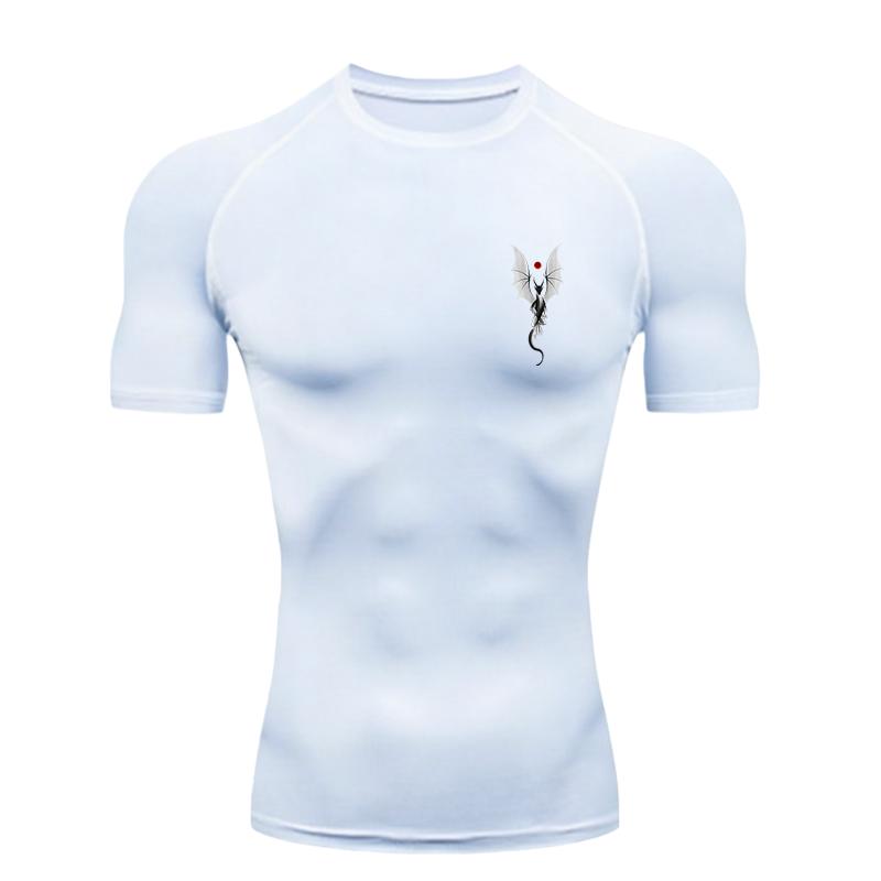 American Flag Skull Men's Sports T-shirt Training Fitness Quick Dry Short Sleeve Jogging Running Workout Compression Shirt