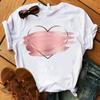 Милые футболки Heartbeat Love для женщин, летняя футболка Femme, повседневные топы с короткими рукавами и круглым вырезом, футболки