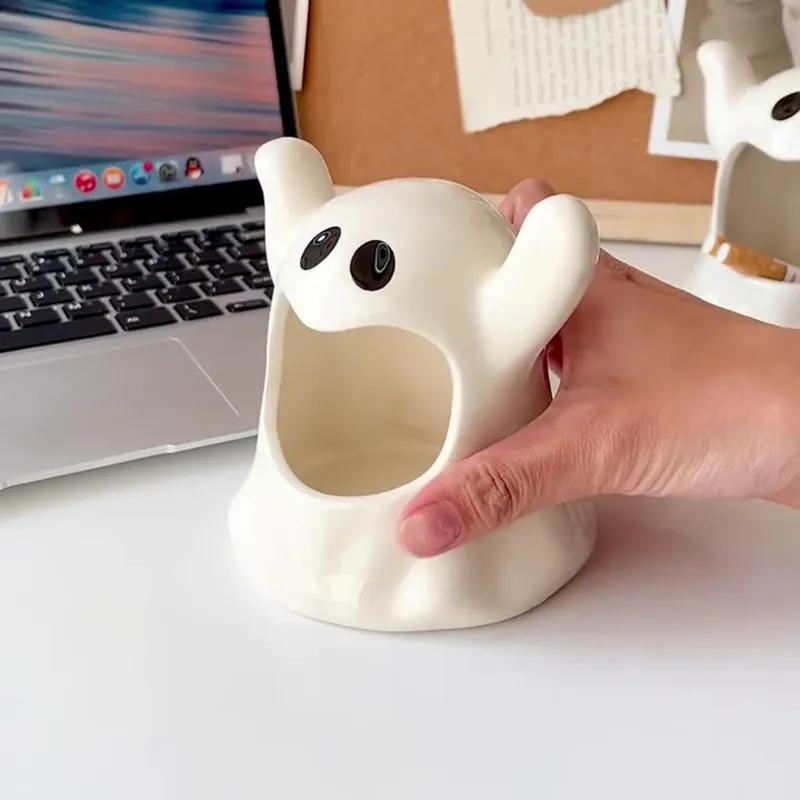 Creative Ghost Ceramic Ashtray Dormitory Home Living Room Gift For Boyfriend Personalized Gifts Cute Home Decor YLE434