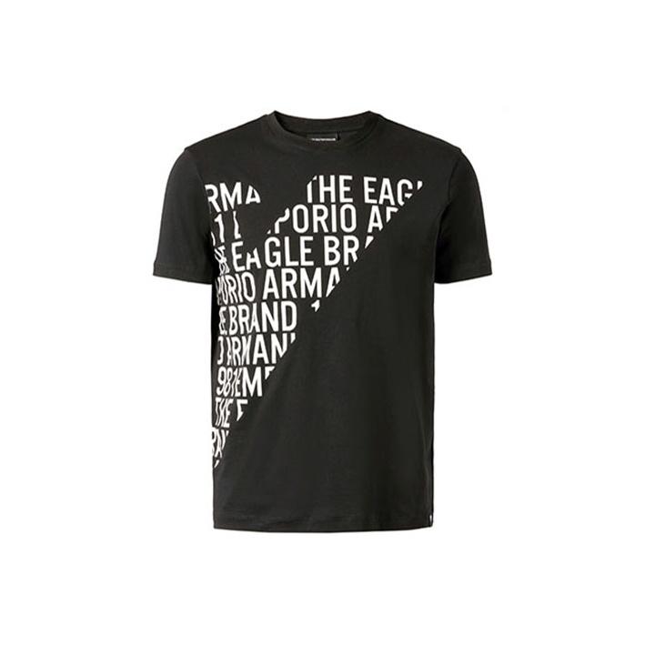 Emporio Armani Мужская футболка с принтом, круглый вырез, короткий рукав, черная 3Z1T72-1JPZZ-0999