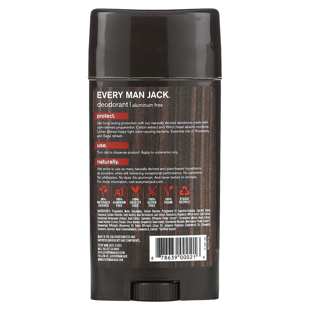 Every Man Jack Every Man Jack, Deodorant, Cedarwood, 3.0 Oz (88 G)