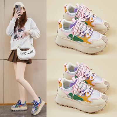 Инс новые папины кроссовки женские весенние студенческие спортивные беговые повседневные туфли платформа увеличение роста HL