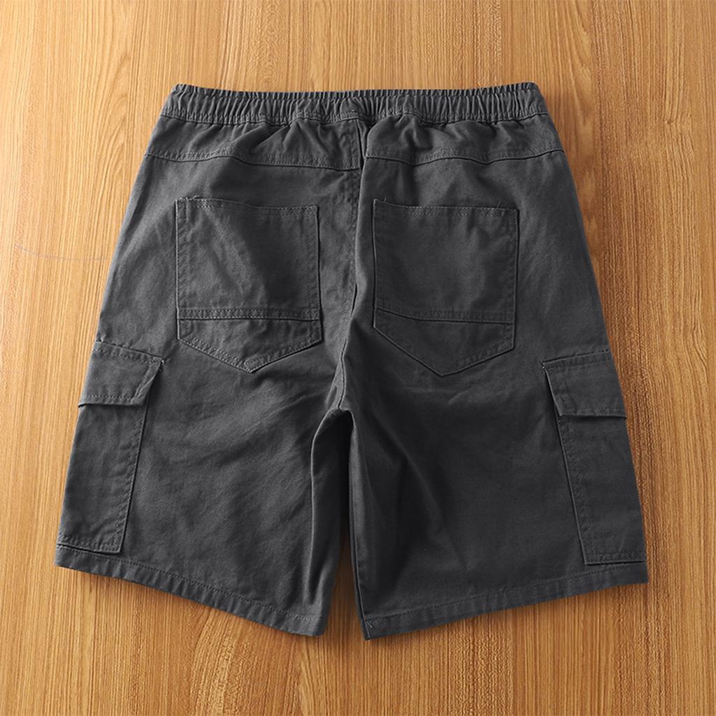 Мужские летние шорты-карго с несколькими карманами. Мужские повседневные модные однотонные свободные шорты-карго.