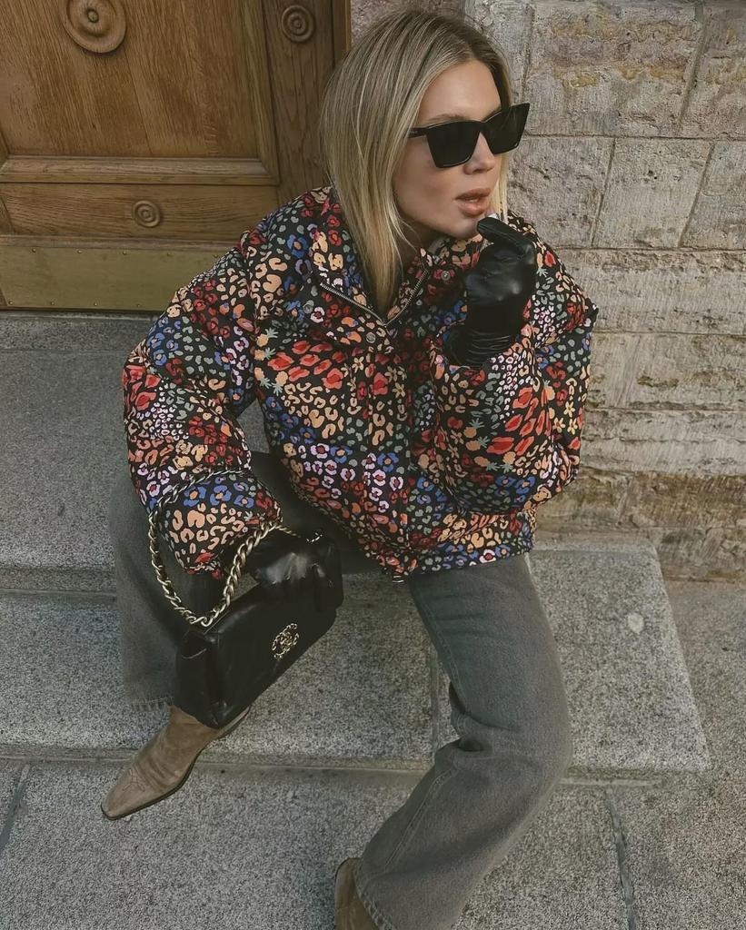 Autumn/Winter European & American Women's Casual Printed Cotton Jacket