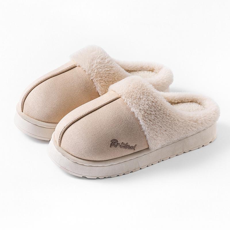 Double Embroidered Cotton Slippers Autumn and Winter Warm and Comfortable Lightweight Soft Cotton Slippers Corduroy Cotton Shoes