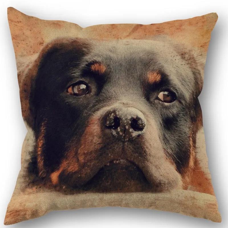 New Custom PET Rottweiler Pillowcase Cotton Linen Fabric Square Zipper Pillowcase Xcm Wedding Decorative Pillow Cover