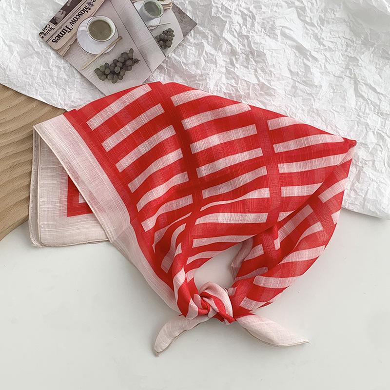 Silk Scarf Neck Small Square Scarf Spring and Summer New Floral Polka Dot Small Scarf Literary Headscarf Headband Bag Strap