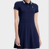 Fila Однотонное простое приталенное теннисное спортивное дышащее платье-поло для женщин, королевско-синее A11W323307F-NV