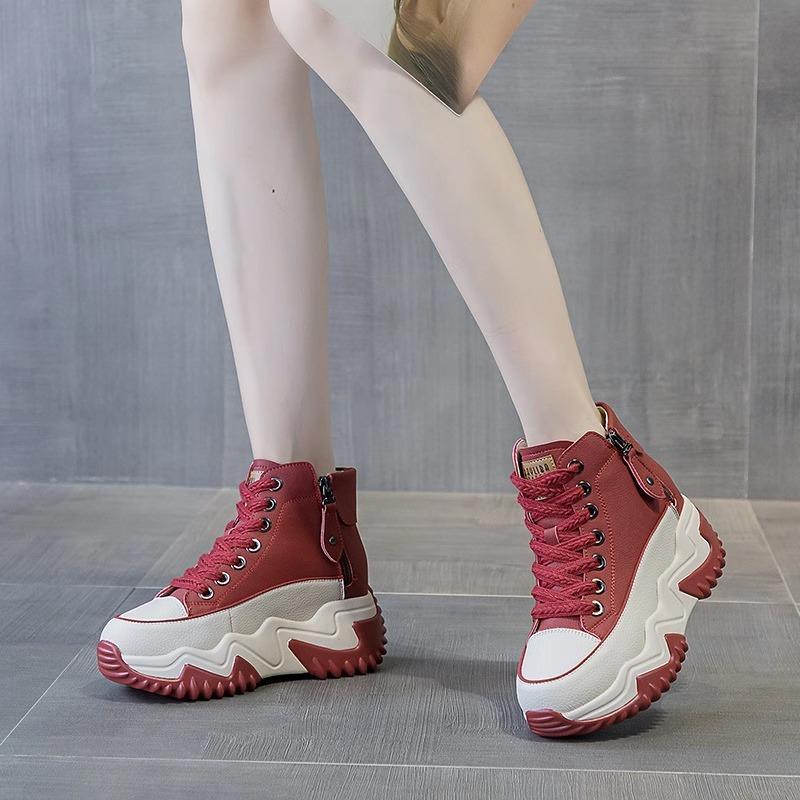 Женская обувь Pop Shoes, осенне-зимняя обувь Niche High-top, повседневная спортивная обувь на толстой подошве