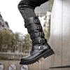Gothic Punk Platform Boots Fashion Men Motorcycle Boot Quality Leather Mid-calf Boots Western Cowboy Boots Men Booties Botas2025
