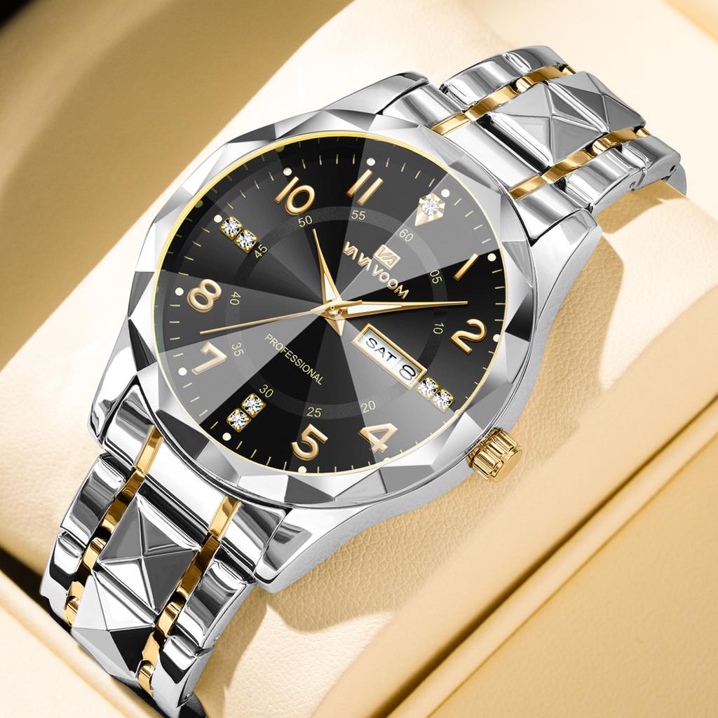 Часы мужские с дизайном огранки бриллиантов