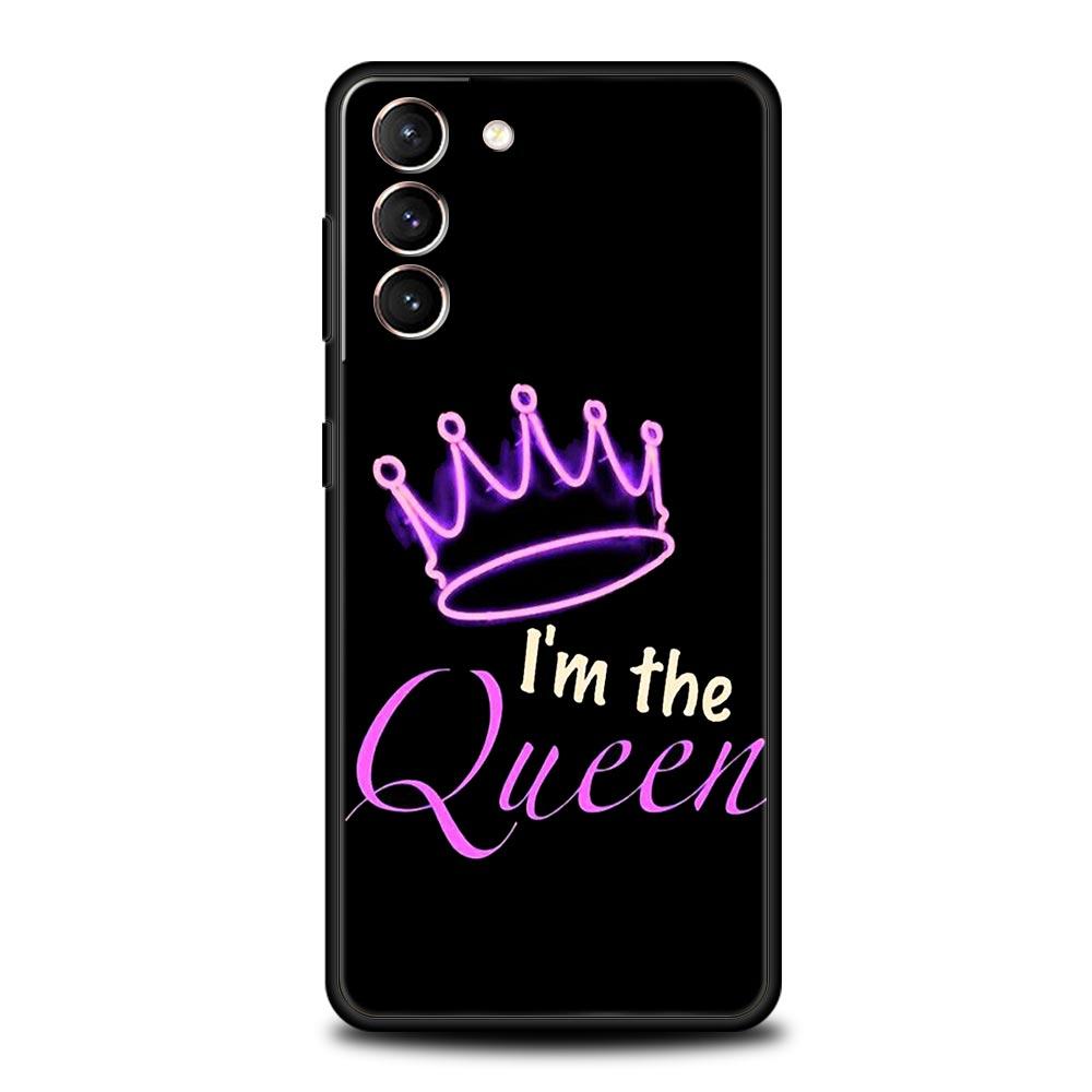 Чехол для телефона Crown QUEEN & KING для пар Samsung Galaxy S24 S23 S22 S20 Ultra S21 FE 5G S10 S9 Plus S10E, мягкий силиконовый чехол