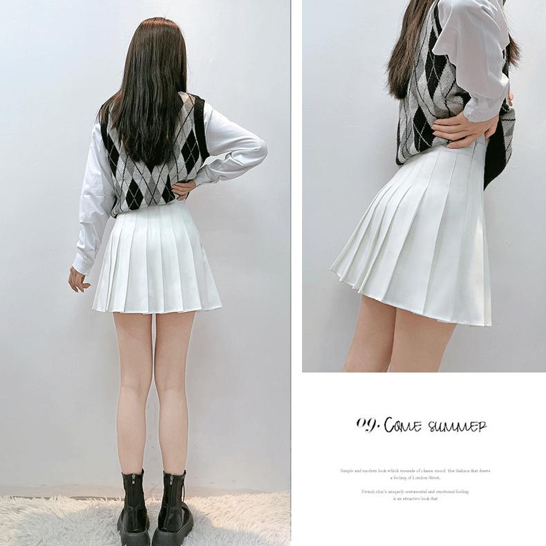 Summer Spring Fashion Femlae Girl's Skirts Zipper Solid A-line Mini Skirts Casual Pleated Skirt Women Skirts