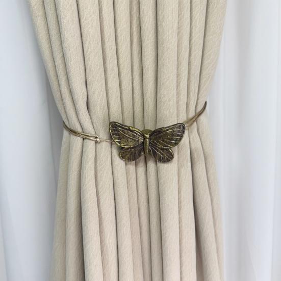 2PCS Magnetic Curtain Tiebacks, Butterfly Shape Metal Curtain Ties, Anti-Oxidation Easy Disassembly Curtain Holdback for Home Decor