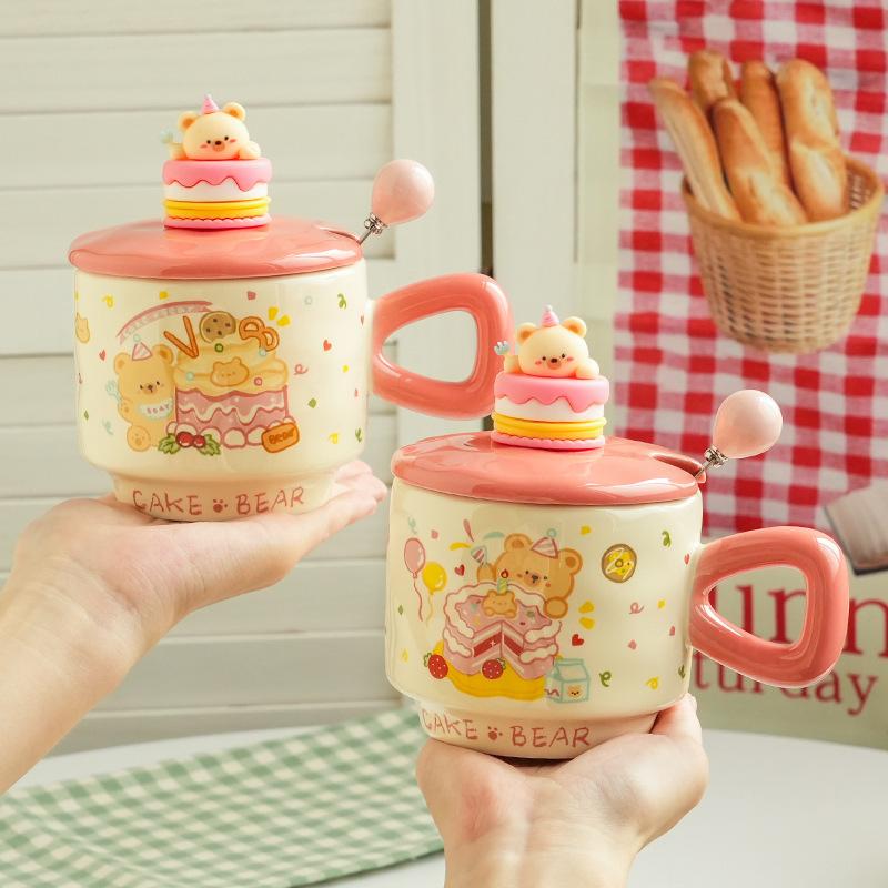 Креативные подарки Торт на день рождения Керамическая чашка Детский студенческий праздничный подарок Милая кружка Бытовая чайная чашка Чашка для воды
