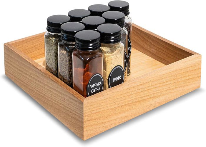 Plateau de rangement - Creative Deco - Bois de hêtre - 28 x 28 x 5 cm - Organisateur - Durable