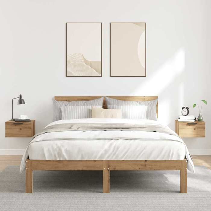 VidaXL Wall-mounted Bedside Tables 2 Pcs Artisan Oak 34x30x20 Cm, Floating Bedside Cabinet, Hanging Bedside Cabinet, 856982