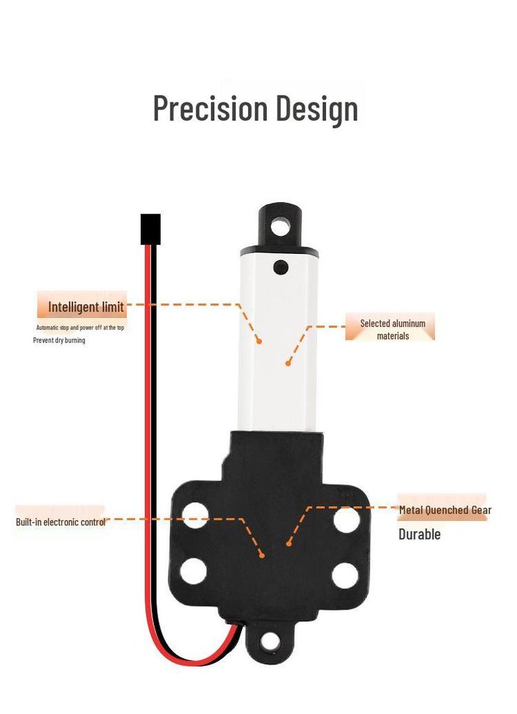 300mm Stroke Electric Linear Actuator with Wings - Miniature Brushed Motor, Double-Wing Telescopic Rod