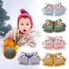 Thickened Autumn Winter Gloves Cartoon Baby Children Half Finger Flap Gloves  Boys Girls