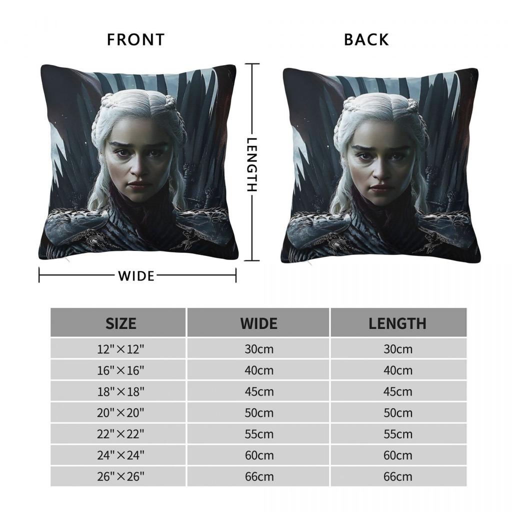 Daenerys Targaryen Dragon Throne Square Pillowcase Polyester Linen Velvet Pattern Zip Decor Sofa Cushion Cover