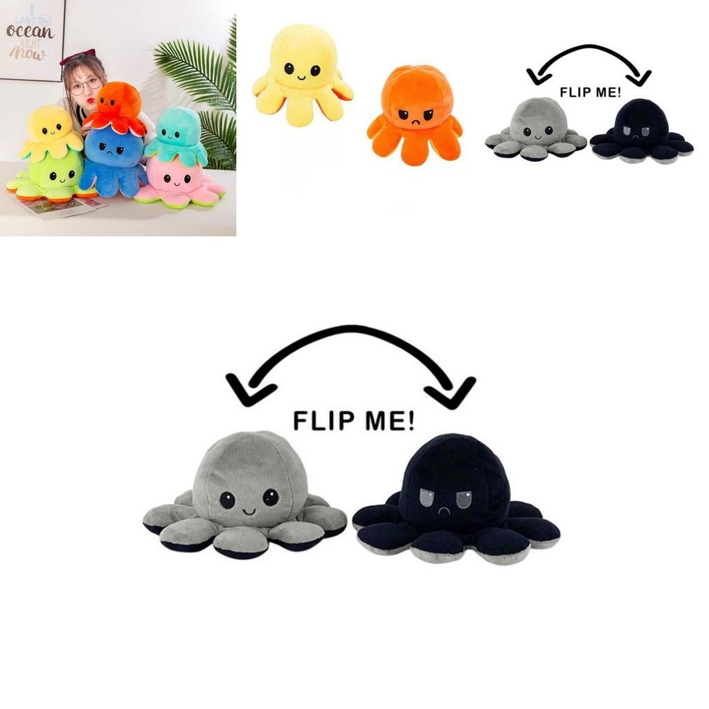 Soft And Cute Double-sided Flip Reversible Octopus Plush Toy Ideal For Gifting