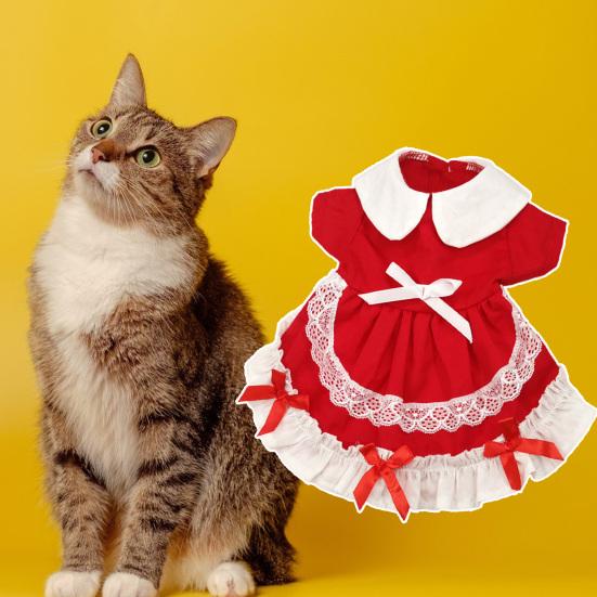 Кукольный воротник, цветочный кружевной бант, рюшами, подол, двуногий, весна-лето, маленькая собака, щенок