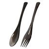IJ Classic Spoon and Fork Set, 20cm, Made In Japan, Bleach Safe, Perfect for Home Parties, Outdoor Activities, and Camping. Stylish and Cute Clear Des