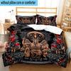 Skulls Gothic Goat Head 3pcs Bedding,Including 1pc Duvet Cover And 2pcs Pillowcases Perfect for Christmas,Ideal for Bedroom, Dormitory