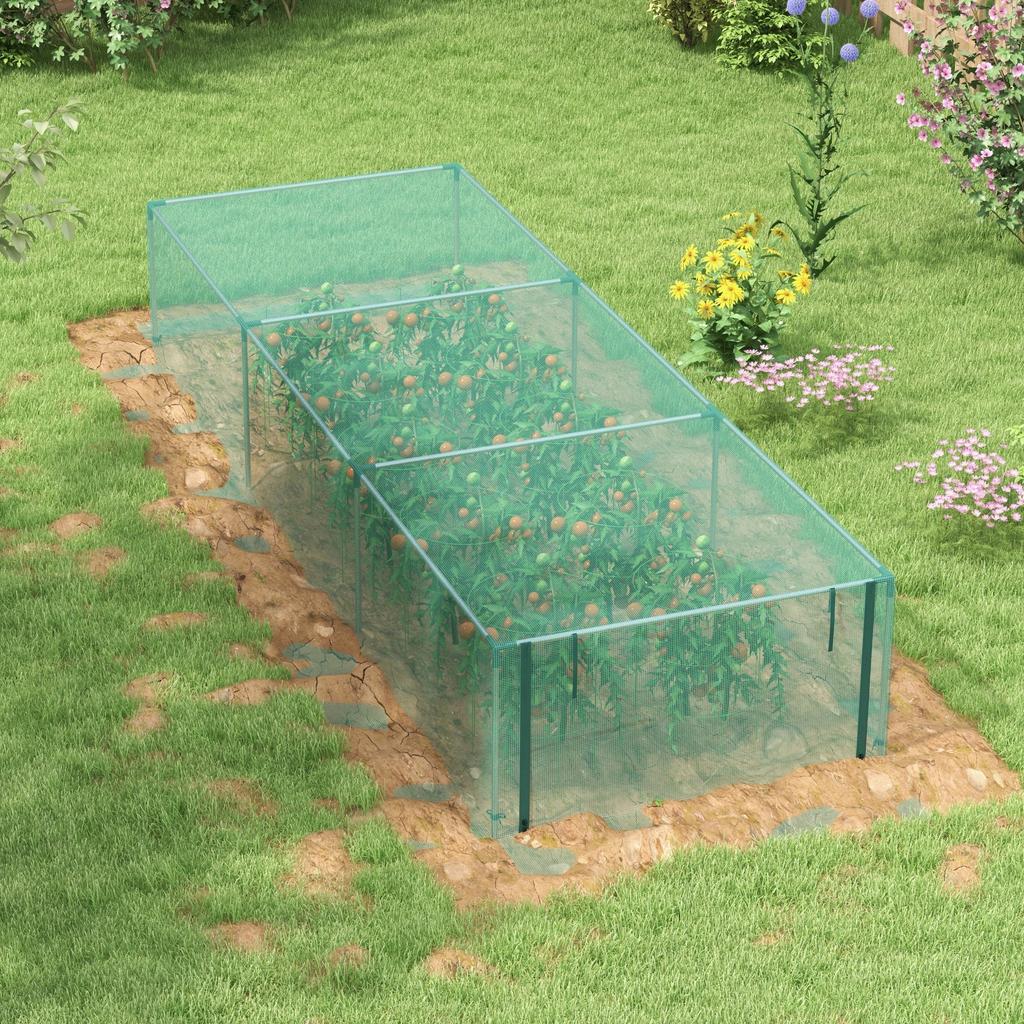 Garden Greenhouse, Tomato, Protective Netting, Roll-Up Zippered Door, HDPE, 125 x 373 x 62.5 cm