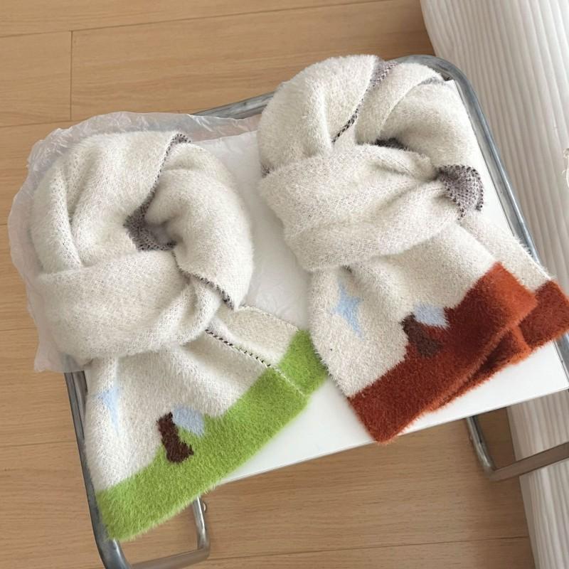 Soft Faux Mink Knit Scarf Women Winter Warm Thick Cozy Cute Sweet Style Neck Wrap