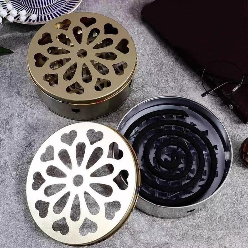 with Handle Lid Incense Burner Box Hollow Out Insect Repellent Tray Mosquito Coil Holder Summer
