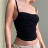 Модный Простой Сексуальный С открытыми плечами Складчатый Топ-камисоль Женский Летний Узкий Укороченный Топ, Открывающий Живот