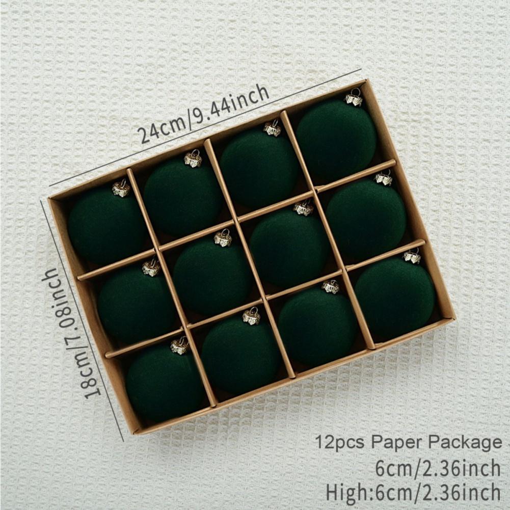 Набор из 12 шт. Рождественских шаров 2,36 дюйма Вельветовые рождественские шары с подвесным кольцом Украшения для елки для домашнего декора Рождественская вечеринка