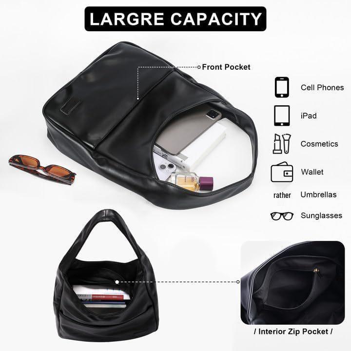 Вместительная сумка-тоут из мягкой кожи - Весна/Лето 2025, для поездок на работу и универсальная сумка на одно плечо для студенток