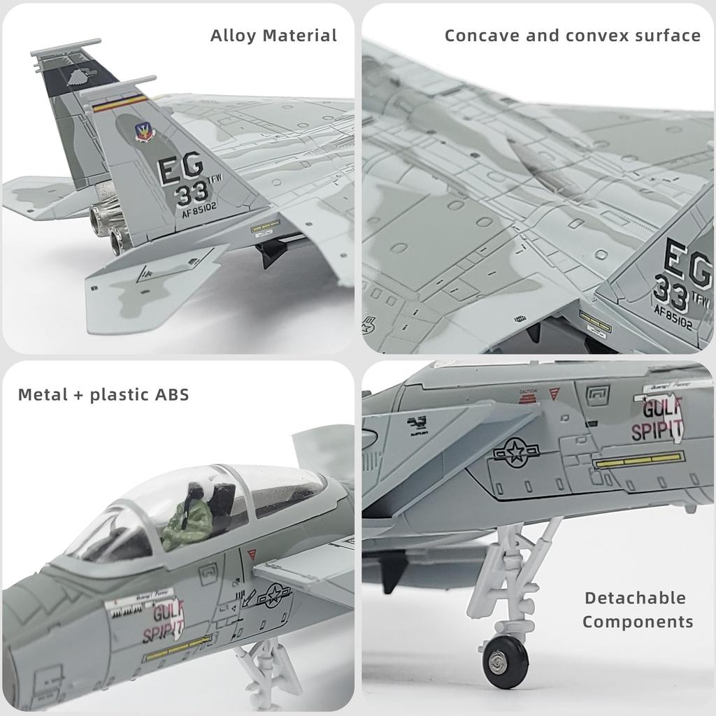 NUOTIE Eagle Metal Airplane Model Kit with Stand Gulf Spirit Diecast Alloy Fighter Model Jet Military Aircraft Collection 1/100 F-15C