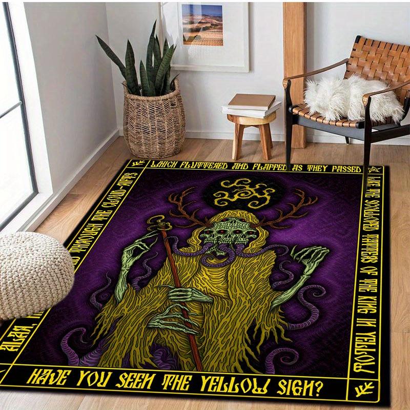 The King in Yellow Hastur Rug, Non-Slip Floor Mat for Bedroom Living Room, Gothic Horror Cthulhu Decor Carpet for Game Room