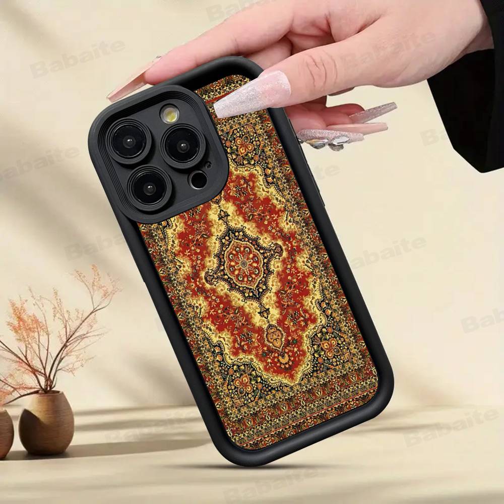 Чехол для телефона с цветочным узором в стиле персидского ковра для IPhone 17 16 15 14 Plus 13 12 11 Pro Max Air Мягкая силиконовая крышка